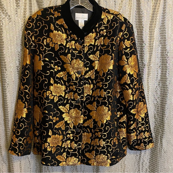 Drapers & Damon's Jackets & Blazers - Drapers & Damon’s Vintage Floral Embellished Blazer Jacket Gold/Black Size XL